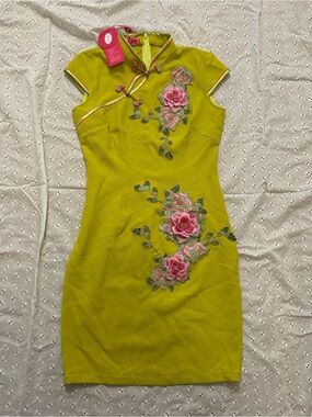 Y2K Embroidered Cheongsam-Style Dress